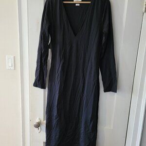 NWT, Babaton Black Long-Sleeve V-neck Dress, Size XL, Stretchy (a classic!)
